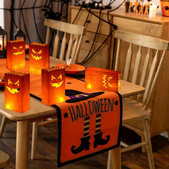 20pcs Halloween Luminary Bags Pumpkin Grimace Patterns