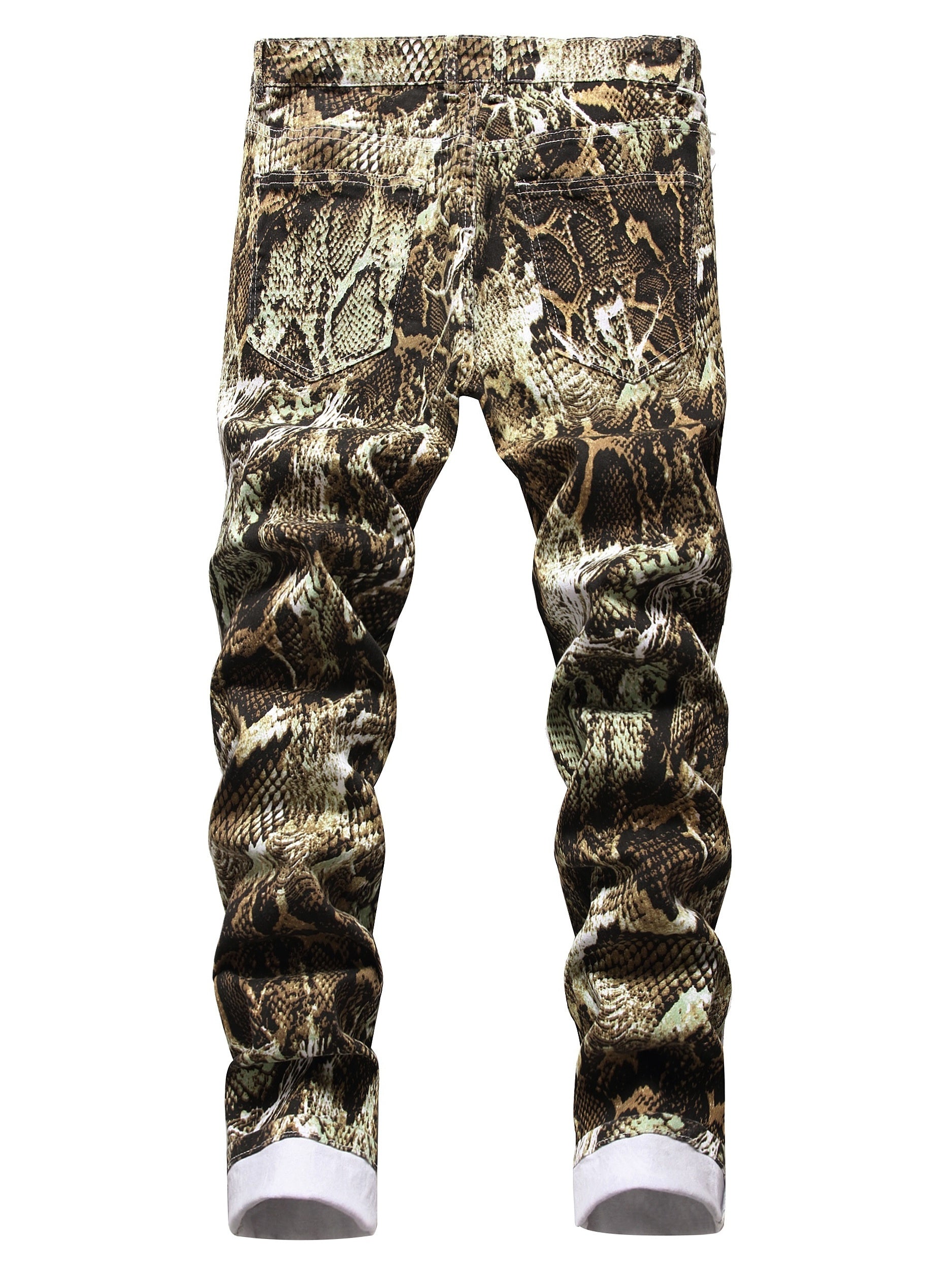 Men's Slim Snakeskin Print Cotton Jeans