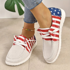 Women's Boat Shoes Star & Stripe Pattern Slip On/Lace Up