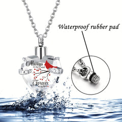 Crystal Heart Cremation Urn Necklace Memorial Pendant with Fill Kit