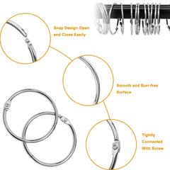 24pcs Anti Rust Metal Shower Curtain Hooks Sliding Smooth Circular