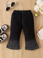 Baby Girls Casual Flared Jeans Ripped Pants