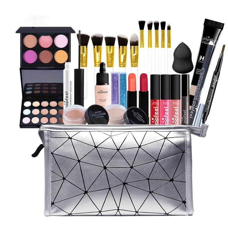 Professional Makeup Set with Bag Eyeshadow Lip Gloss Mascara Blush