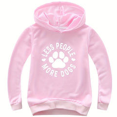 Boys Girls Dog Paw Graphic Hoodie Casual Cotton Hooded Sweatshirt