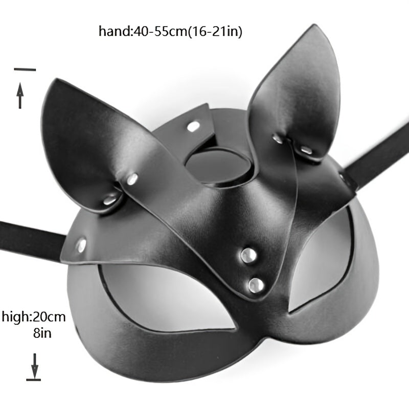Punk Cat Ears Masks Cosplay Party Halloween Half Face Mask
