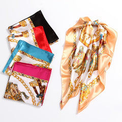 Vintage Square Scarf Carriage Chain Print Shawl