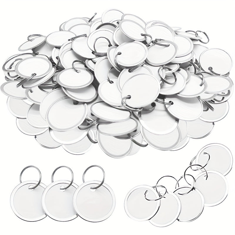 50pcs Metal Rim Key Tags 3 1 Cm Paper Labels Round Plastic Key Chain Tags