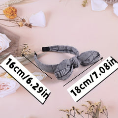 Wide Grey Bow Headband Solid Striped Print Hair Band Girls Hair Accessories
