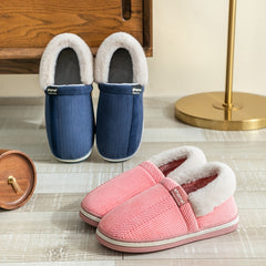 Men's Cozy Fleece Striped Slippers Non-slip House Shoes
