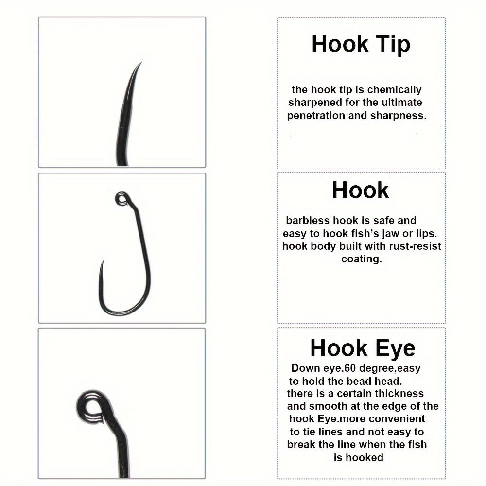 50pcs Barbless Jig Nymph Euro Nymph Hooks 10 12 14 16