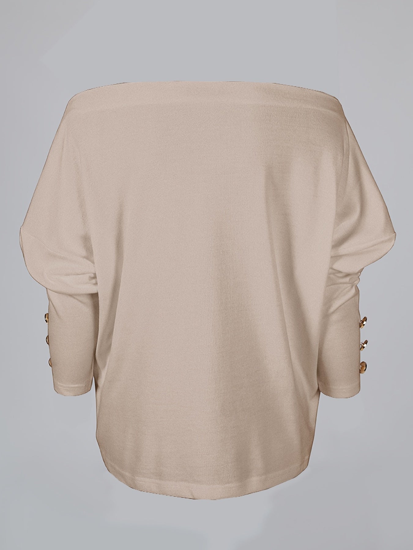 Off Shoulder Pullover Sweater Long Sleeve Button Sweater Women's