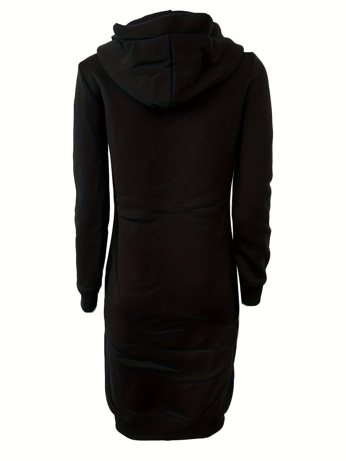 Solid Zip Up Long Length Hoodie Casual Long Sleeve Drawstring Hoodies Sweatshirt