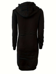 Solid Zip Up Long Length Hoodie Casual Long Sleeve Drawstring Hoodies Sweatshirt