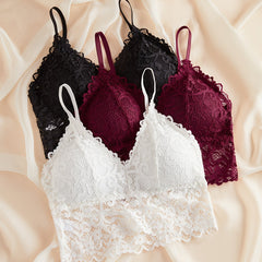 3pcs Lace Wireless Bras Comfy & Breathable Intimates Bra