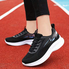 Women's Breathable Running Sports Shoes Thick Bottom Lace Up Sneakers