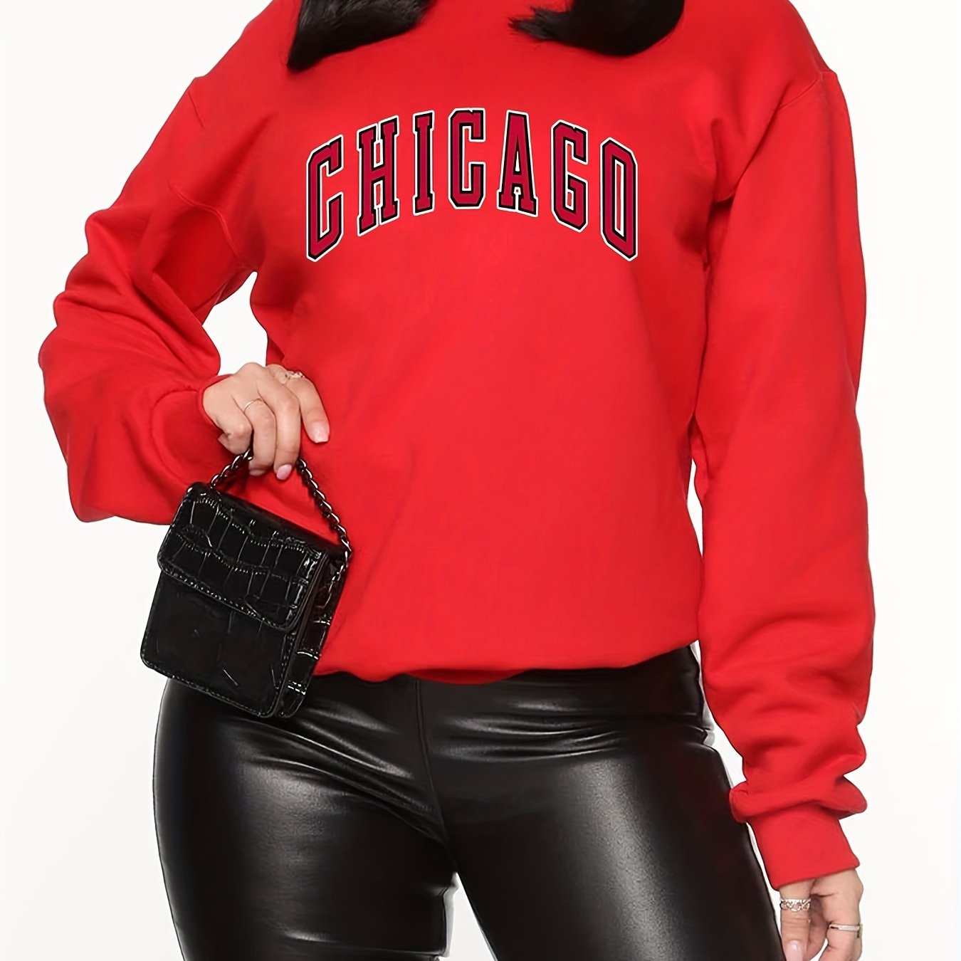 Chic Letter Print Sweatshirt Crew Neck Pullover