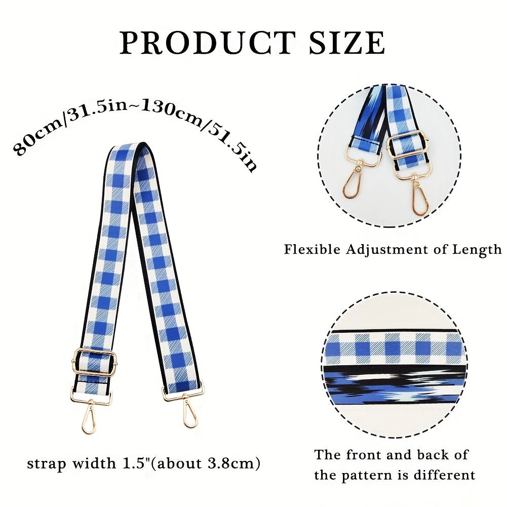 Checkerboard Pattern Bag Strap Replacement Wide Shoulder Bag Strap DIY