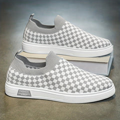 Men's Slip-on Checkered Skate Shoes Good Grip Breathable Loafers