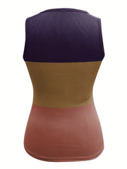 Scoop Neck Sleeveless Tank Top Casual Block Button Front