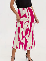 Abstract Print High Waist Bodycon Skirt for Spring