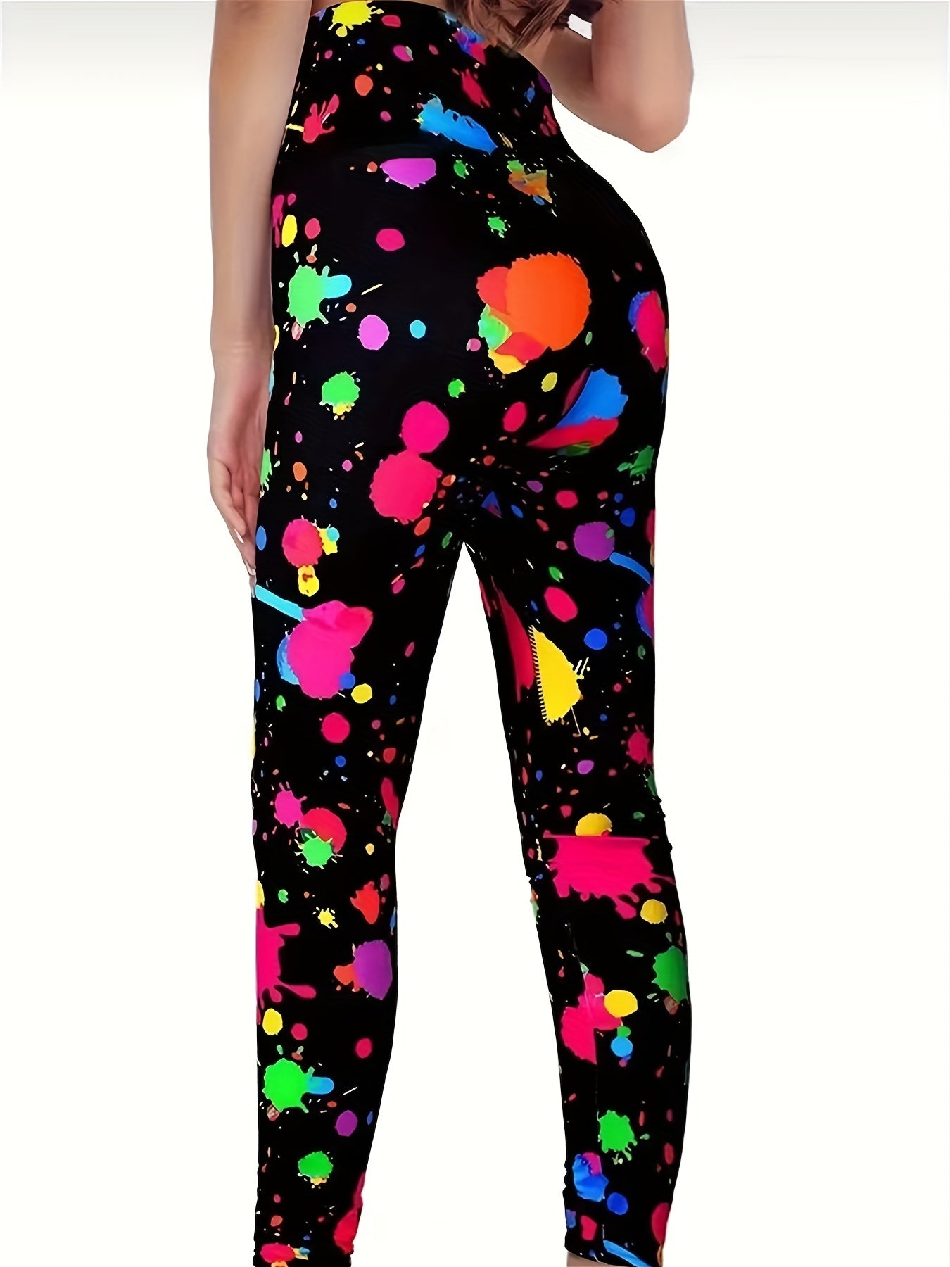 Splatter Print Sports Leggings Slim Stretchy Butt Lifting Yoga Pants