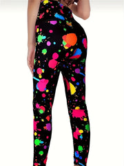 Splatter Print Sports Leggings Slim Stretchy Butt Lifting Yoga Pants