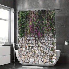 Flower Wall Shower Curtain Waterproof Bathroom Partition