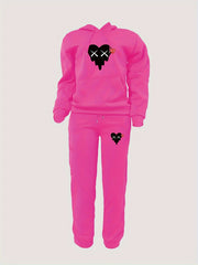 Heart Graphic Hoodie & Joggers Set