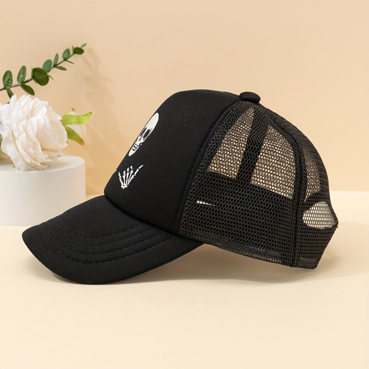 Kids Skull Graphic Baseball Cap Mesh Breathable Sun Protection Sunshade Hat