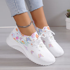 Butterfly Pattern Breathable Walking Shoes Soft Sole Non Slip Sneakers