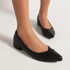 Women's Point Toe Work Shoes Casual Flat Comfortable Faux Leather Shoes