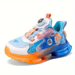 Boys Low Top Sneakers with Rotating Button Breathable Non-slip Shoes