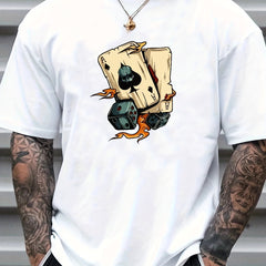 Poker Print Men's Graphic Crew Neck T shirt Casual Comfy Tees