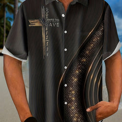 Men's Cross Graphic Print Button Down Tee