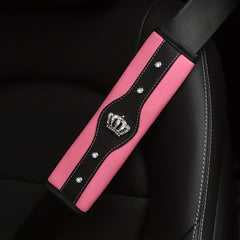 Crown Glitter Car Seat Belt Shoulder Protector PU Leather