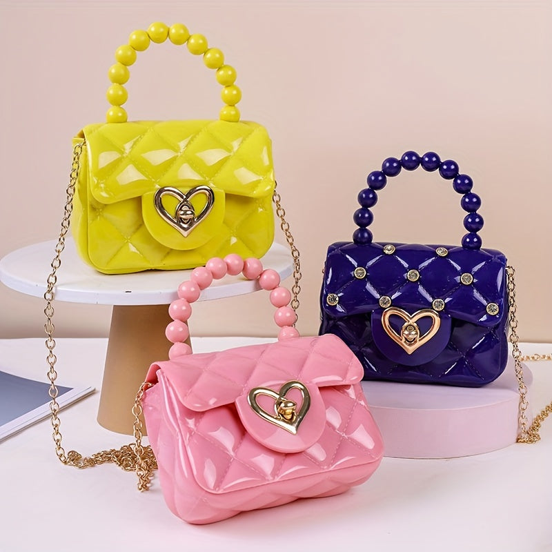 Girls Jelly Tote Handbag With Chain Candy Crossbody Bag