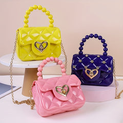 Girls Jelly Tote Handbag With Chain Candy Crossbody Bag