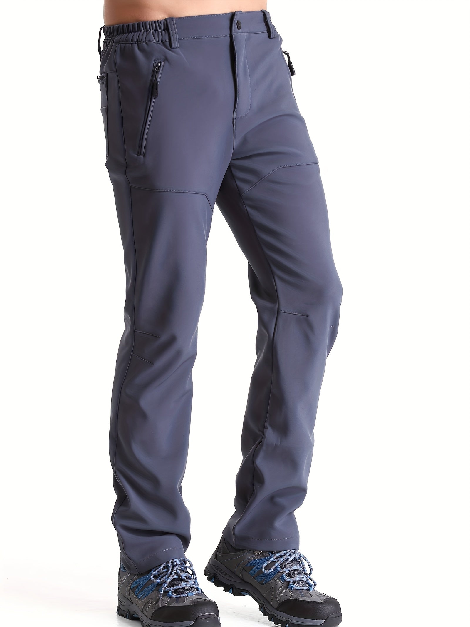 Men's Stretch Thermal Pants with Zipper Pocket for Winter Outdoor Activities