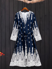 Boho Outfit Set Women's Plus Geo Print Cardigan & Pants Set