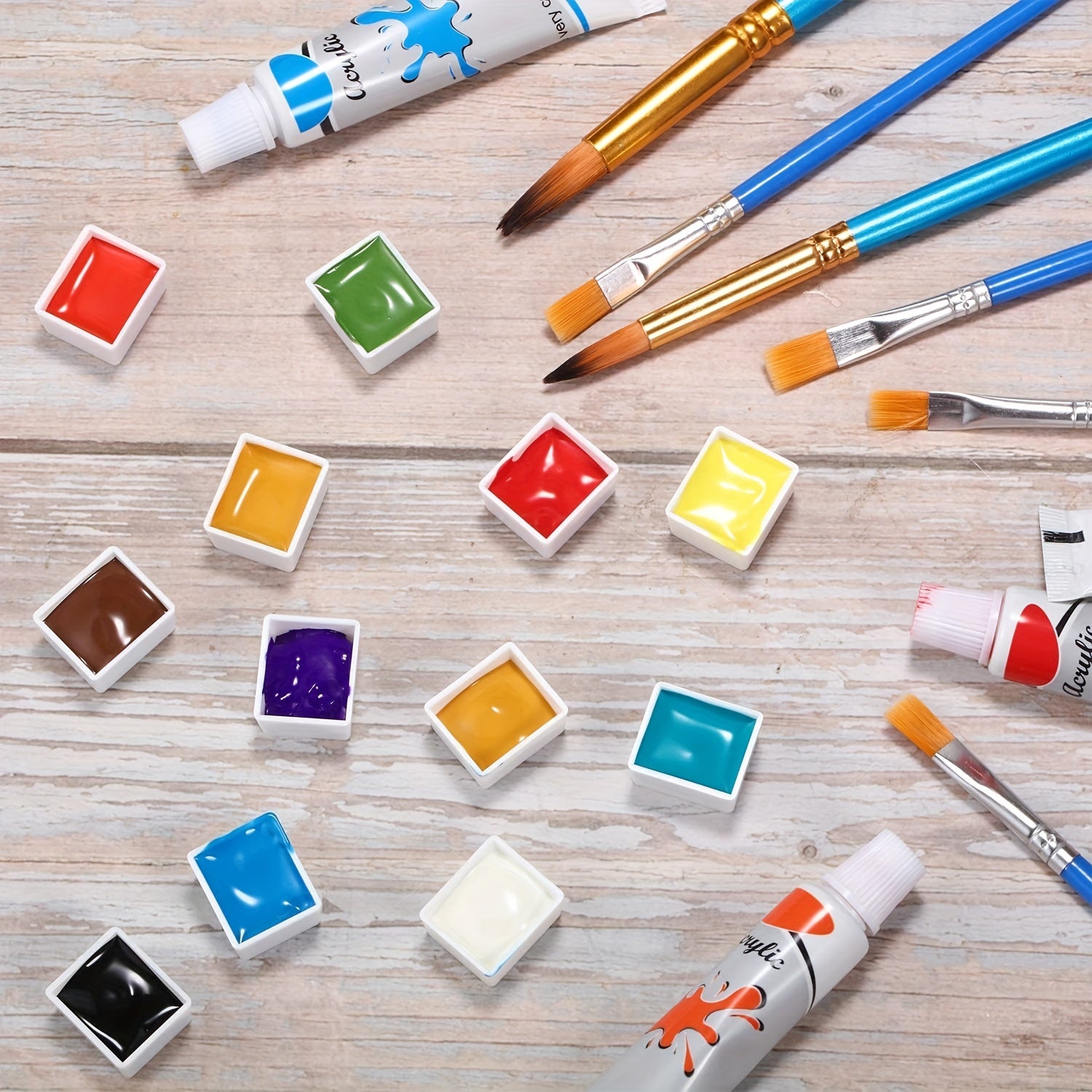 50pcs Watercolor Half Pans Empty Plastic Paint Pan for DIY Painting Travel Case