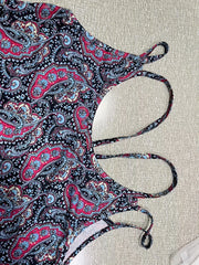 Floral Print Cutout Straps Tank Top Summer Sleeveless Top