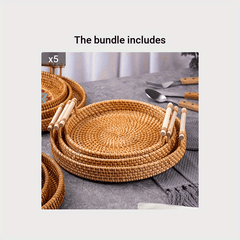 Rattan Serving Tray Tea Tray Fruit Plate Bread Snack Basket