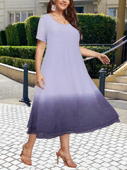 Ombre Print Short Sleeve Maxi Dress Women's Plus Boho