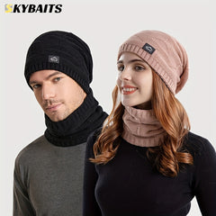Winter Hat & Neck Gaiter Set Unisex Solid Winter Fishing
