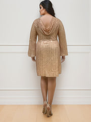 Women's Plus Sequin Lantern Sleeve Party Dress