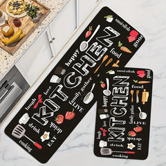 Kitchen Floor Mat Kitchenware And Food Pattern Rug Modern Kitchen Rug