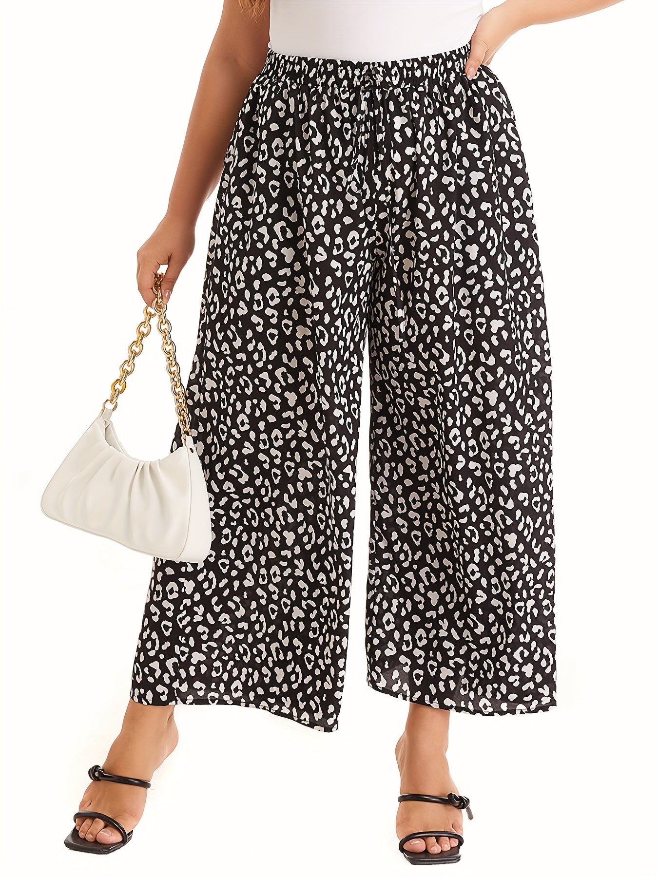 Dalmatian Print Wide Leg Pants
