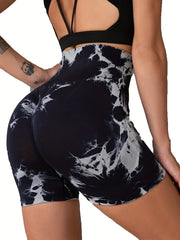 Tie Dye Workout Shorts Seamless Tummy Control High Waisted Butt Lifting