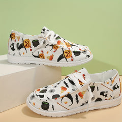 Women's Halloween Pumpkin Pattern Skate Shoes Lightweight Loafers
