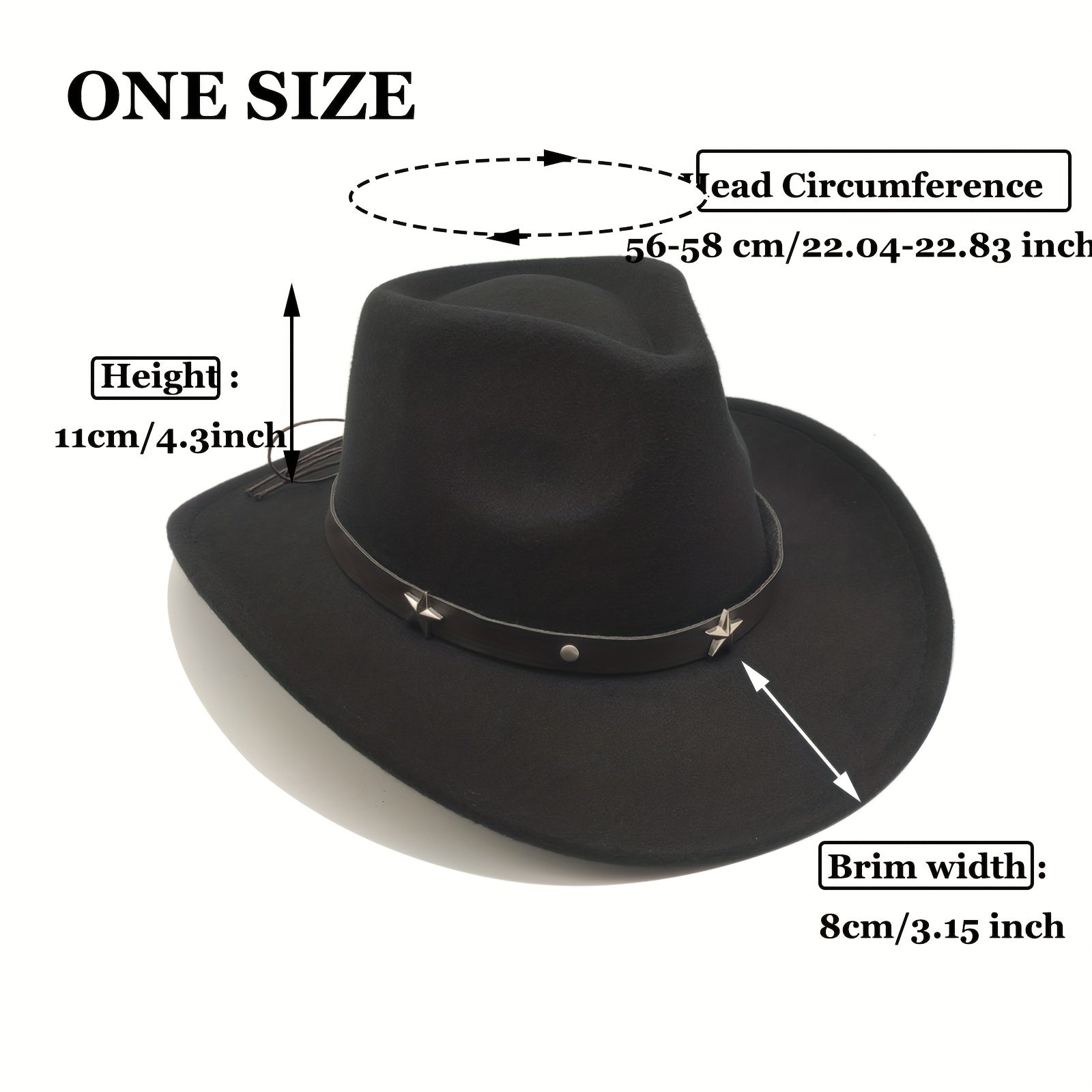 Western Cowboy Hat Felt Wide Brim Fedora Hat Cosplay Costume